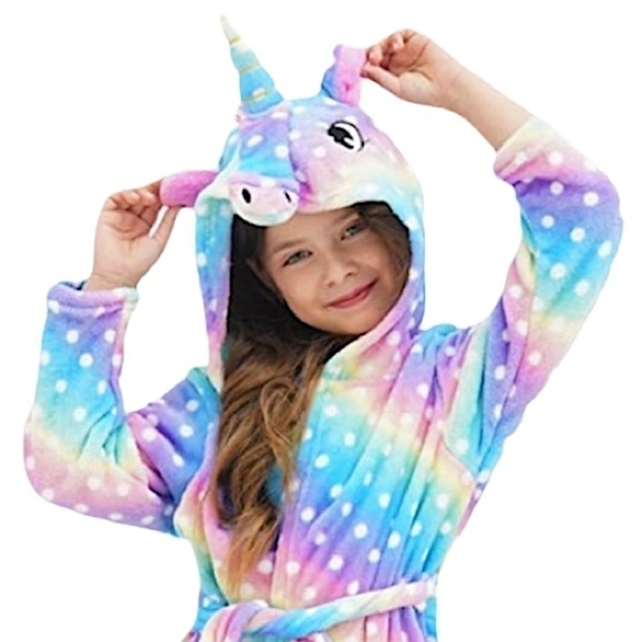Robe Girls Unicorn Tie Waist Hooded Fits Girls 10-11 Height 60-63” - Picture 7 of 9